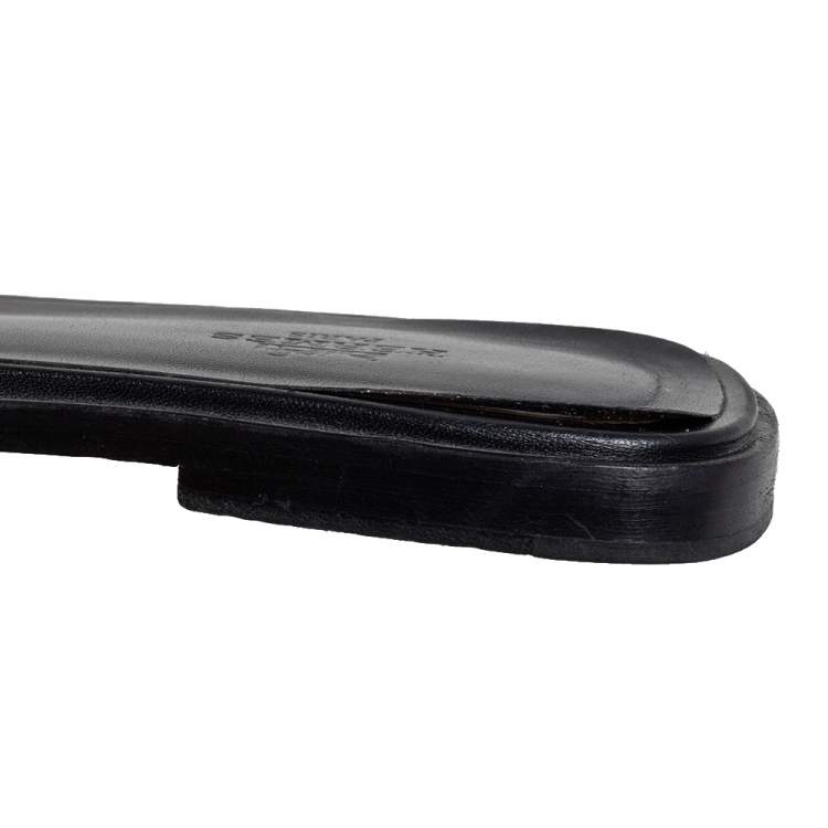 Pre Owned Hermes Black/Metallic Gold Leather Oran Flat Slides Size 38