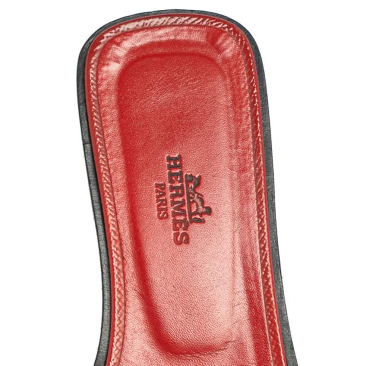 Pre Owned Hermes Braise Epsom Leather Oran Flats Size 38