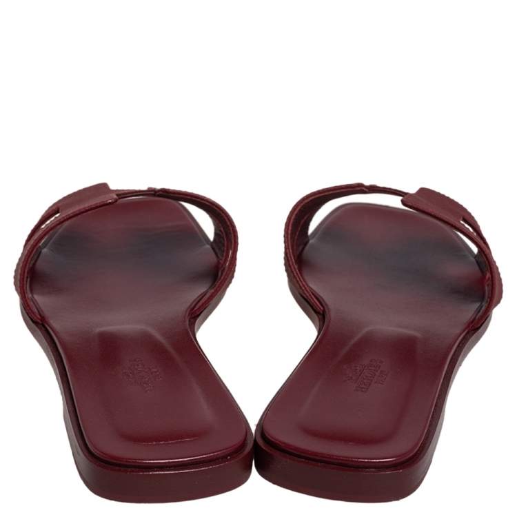 Pre Owned Hermes Rogue H Epsom Leather Oran Sandals Size 39.5