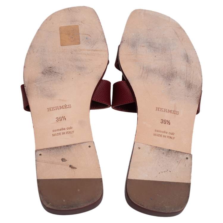 Pre Owned Hermes Rogue H Epsom Leather Oran Sandals Size 39.5