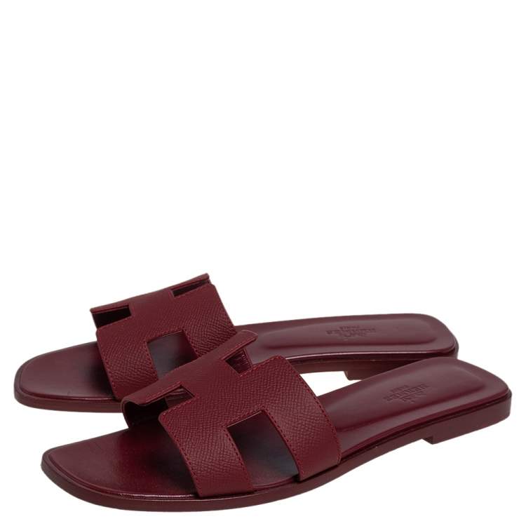 Pre Owned Hermes Rogue H Epsom Leather Oran Sandals Size 39.5