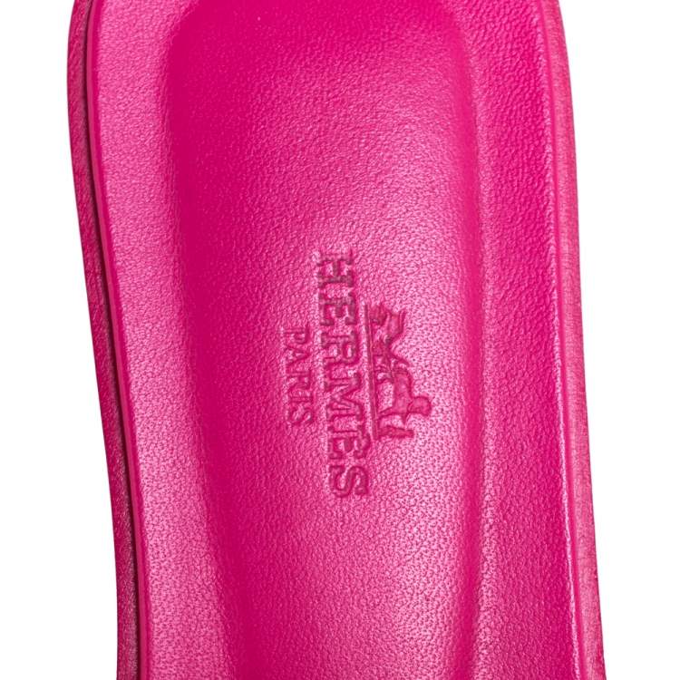 Pre Owned Hermes Pink Leather Oran Flats Size 38