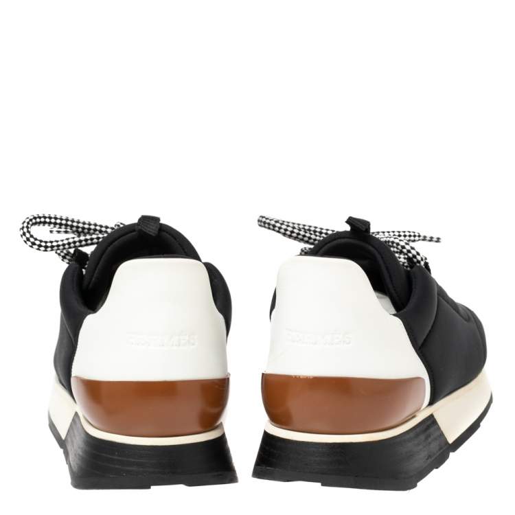 Pre Owned Hermés Black/White Fabric And Leather Miles Low Top Sneakers Size 38