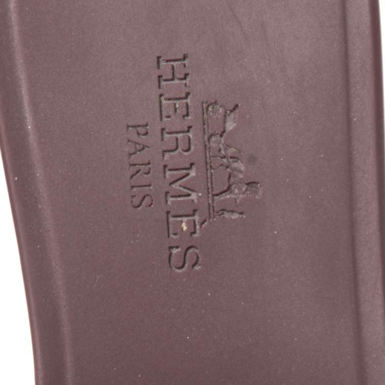 Pre Owned Hermes Burgundy Rubber D'ancre Chaine Rivage Flats Size 36