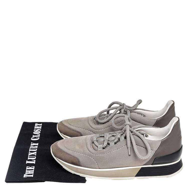 Pre Owned Hermes Multicolor Neoprene and Leather Miles Lace Up Sneakers Size 38