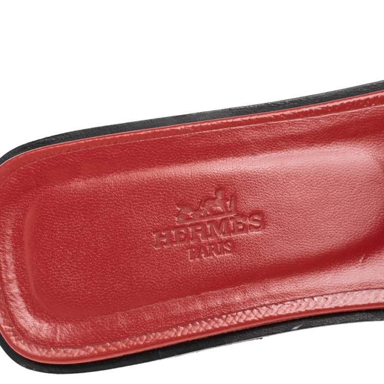 Pre Owned Hermes Red Patent Leather Oran Flats Sandals Size 40.5