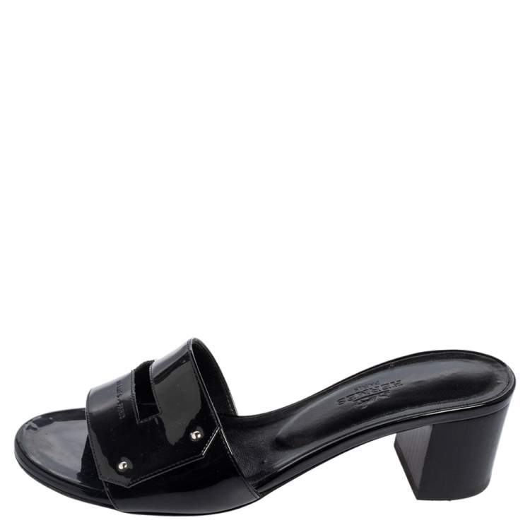 Hermes sandals sale black patent leather