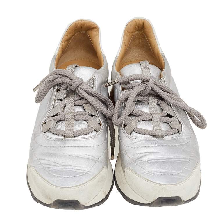 Pre Owned Hermès Multicolor Leather and Suede Miles Low Top Sneakers Size 37