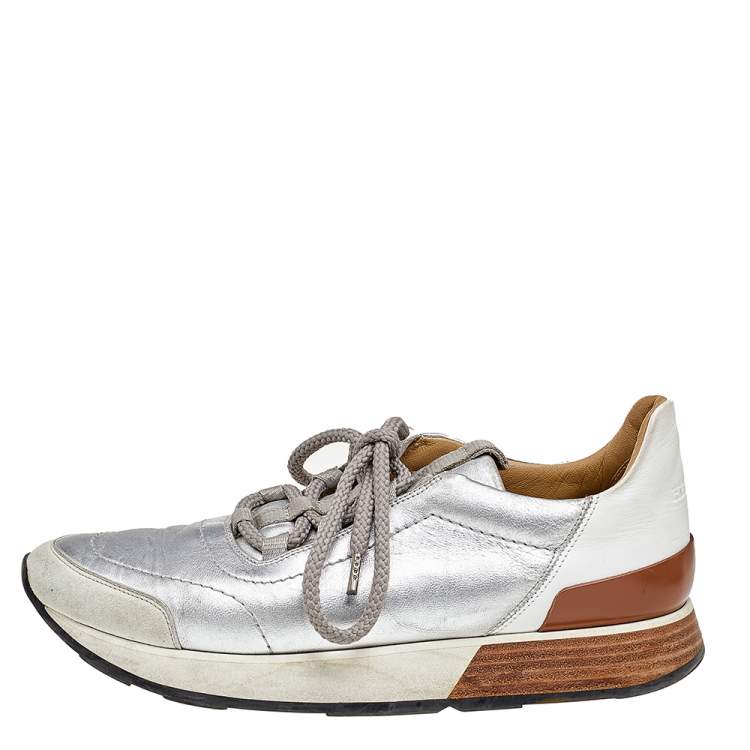 Pre Owned Hermès Multicolor Leather and Suede Miles Low Top Sneakers Size 37
