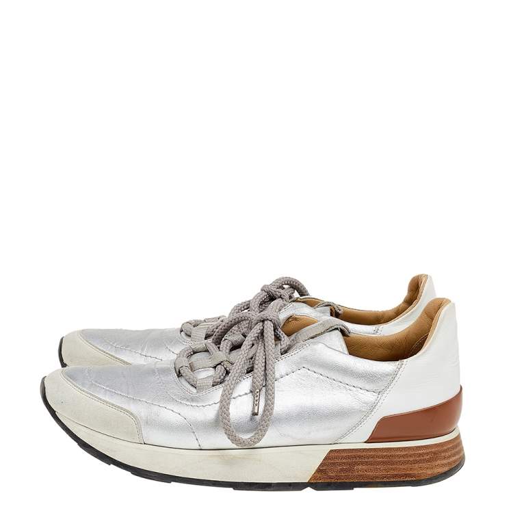 Pre Owned Hermès Multicolor Leather and Suede Miles Low Top Sneakers Size 37