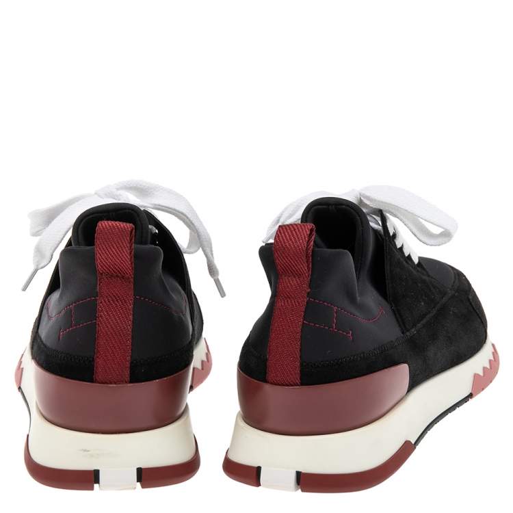 Pre Owned Hermes Black Nylon and Suede Stadium Low Top Sneakers Size 40 