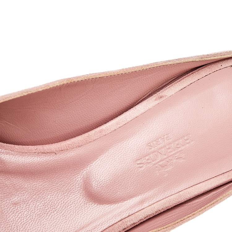 مملوكة مسبقًا Hermés Pink Suede And Glitter Roxane Mule Flats Size 38.5