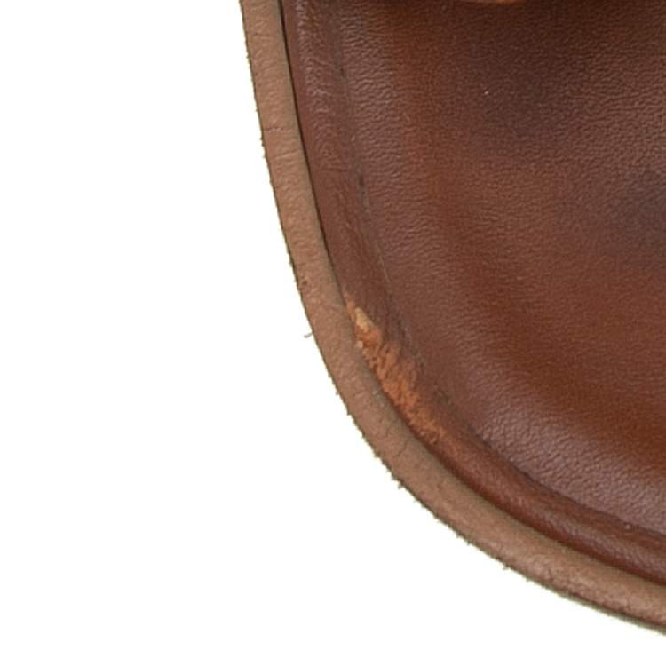 Pre Owned Hermes Brown Leather Oran Flats Size 37.5
