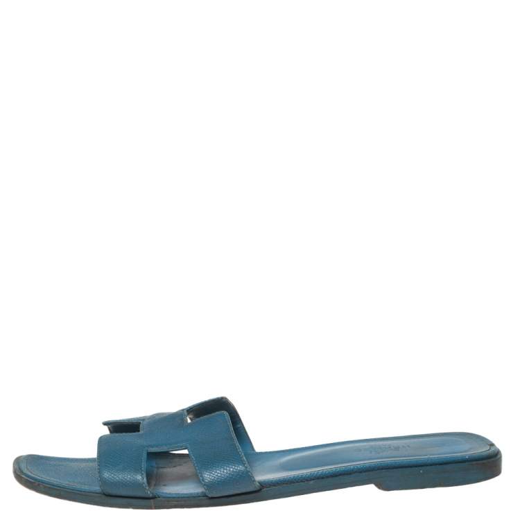 hermes slippers blue