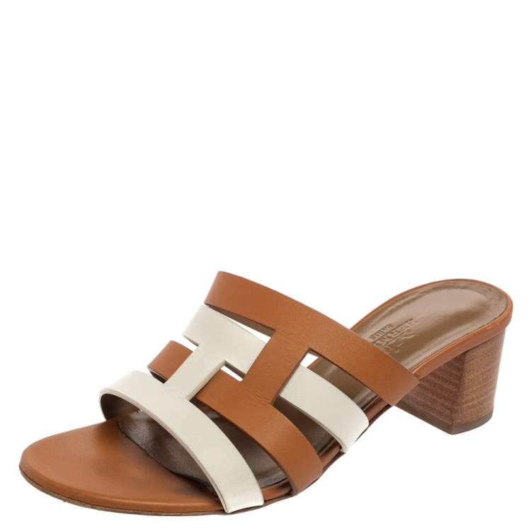 Hermes Brown/White Leather Amore Sandals Size 36 Hermes | TLC Hermes Brown/White Leather Amore Sandals Size 36 Hermes | TLC