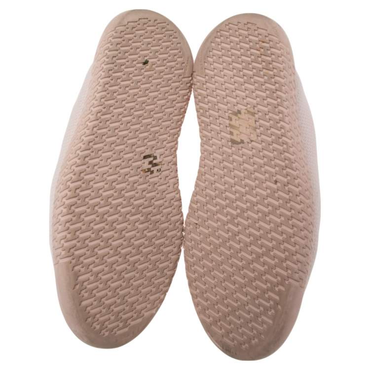 Pre Owned Hermes Light Pink Mesh and Leather Team Sneakers Size 36