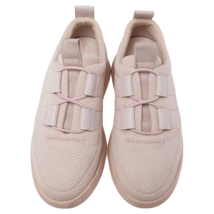 Pre Owned Hermes Light Pink Mesh and Leather Team Sneakers Size 36