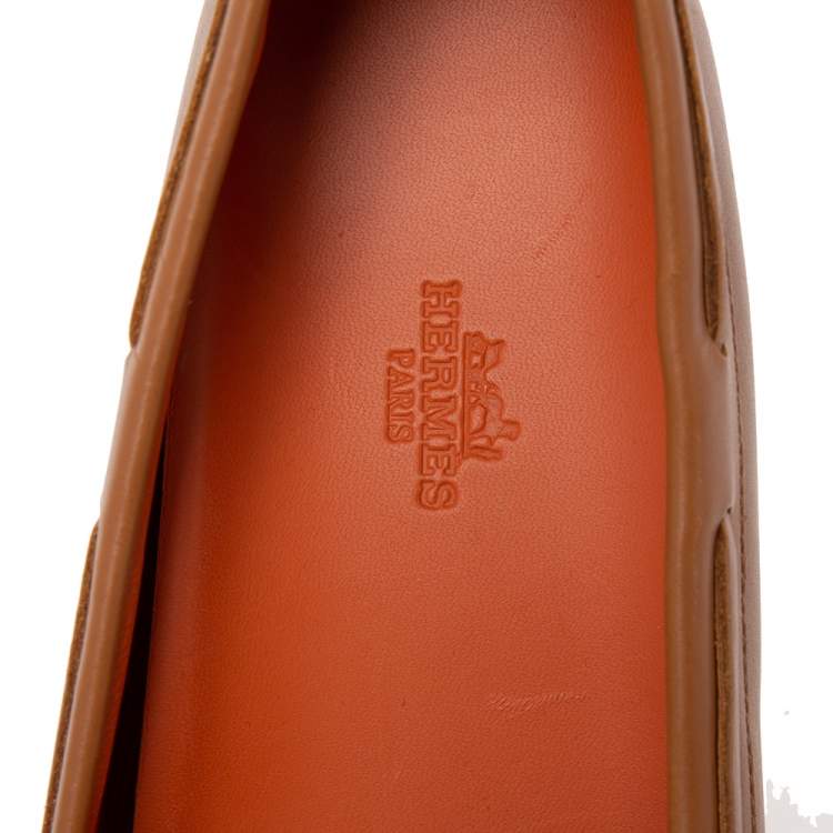 Pre Owned Hermès Brown Leather Irving Slip On Loafers Size 38 