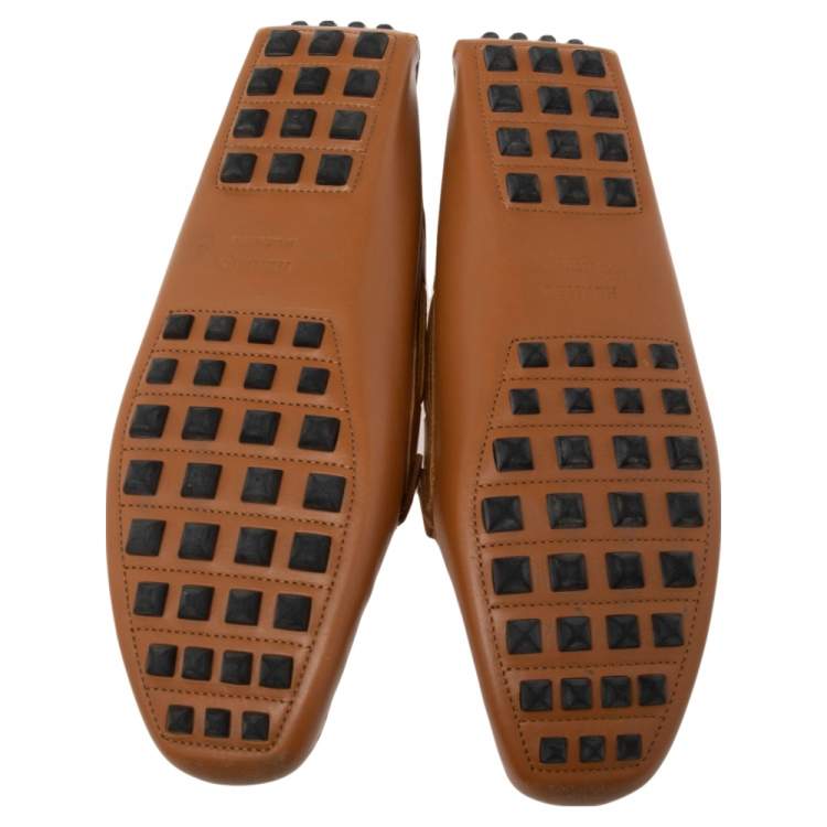 Pre Owned Hermès Brown Leather Irving Slip On Loafers Size 38 