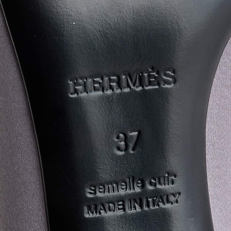 Pre Owned Hermes Grey Satin Lauren Pumps Size 37