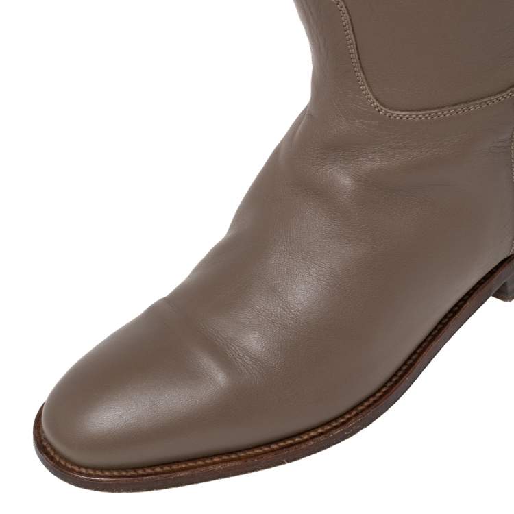 Pre Owned Hermes Light Brown Leather Jumping Boots Size 37