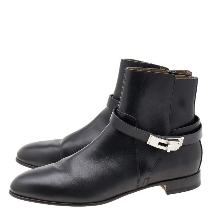 Pre Owned Hermès Black Leather Neo Ankle Length Boots Size 40