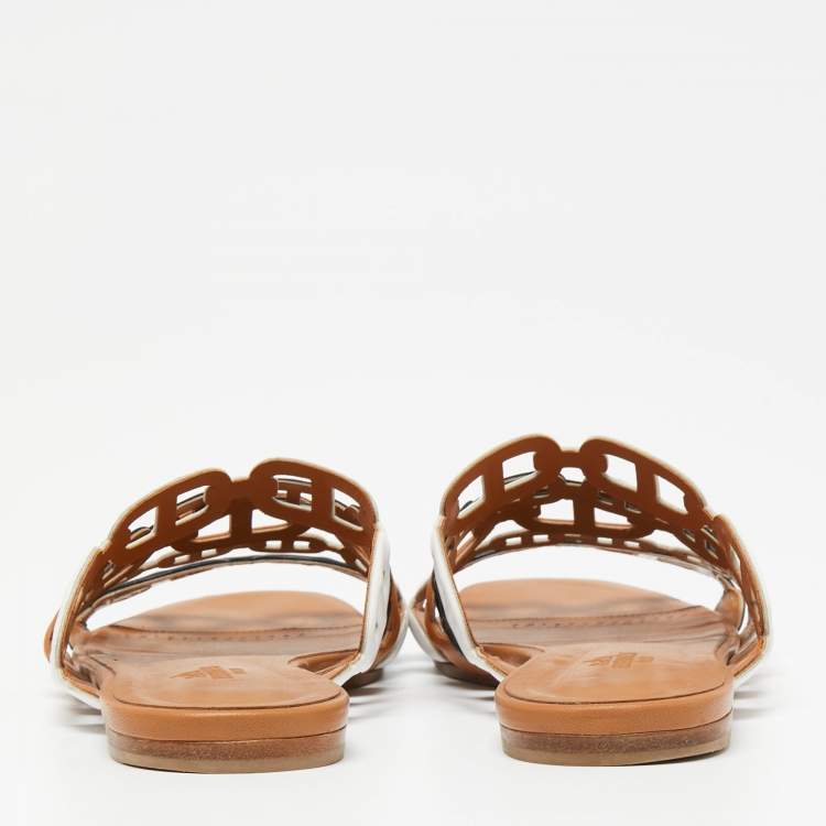 Pre Owned Hermes Multicolor Leather Thalassa Flats Size 37