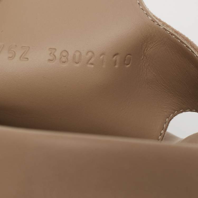 Pre Owned Hermes Beige Suede Empire Flat Slides Size 38