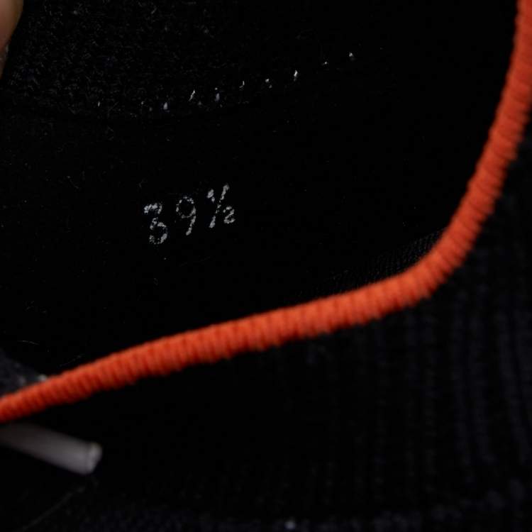 Pre Owned Hermes Black/White Suede And Knit Fabric Low Top Sneakers Size 39.5