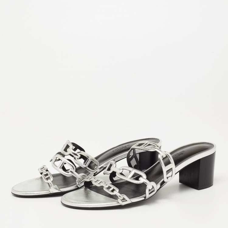 Silver hermes fashion sandals