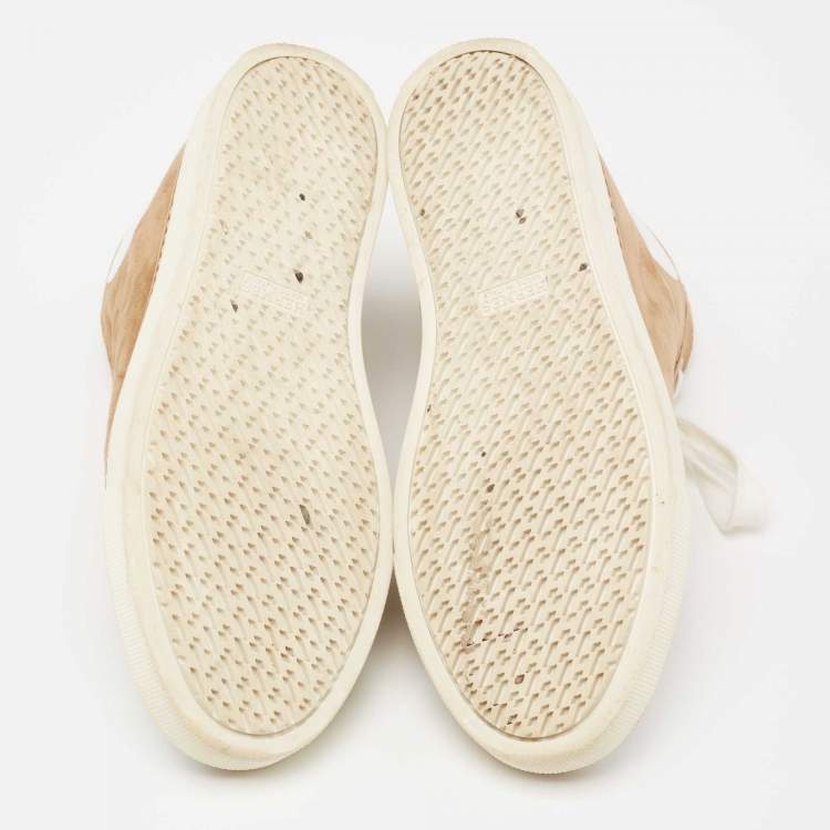 Pre Owned Hermes Brown/White Suede And Leather Sneakers Size 37.5