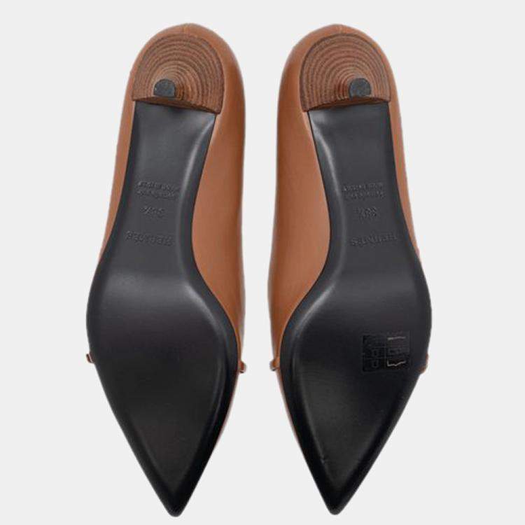 Pre Owned Hermes Brown Chevre Velours Leather Blush 40 Pumps Size EU 39