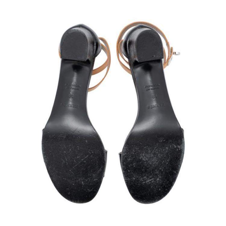 Pre Owned Hermes Tricolor Leather Manege Ankle Wrap Sandals Size EU 39