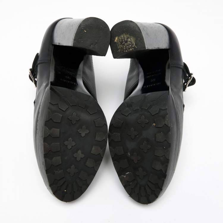 Pre Owned Hermes Black Leather Monk Strap Booties Size 39