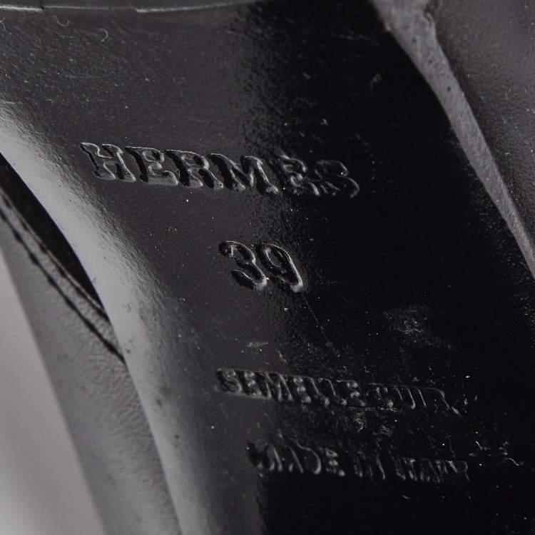 Pre Owned Hermes Black Leather Monk Strap Booties Size 39