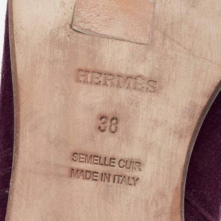 Pre Owned Hermes Purple Suede Neo Ankle Boots Size 38