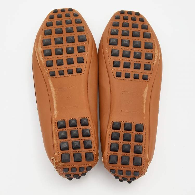 Pre Owned Hermes Brown Leather Liberty Ballet Flats Size 40