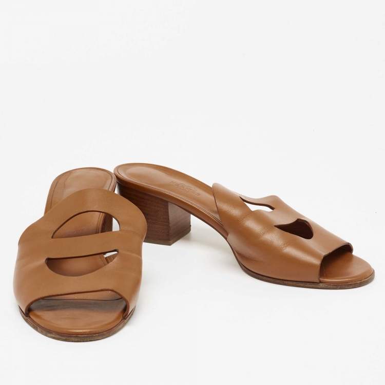 Hermes Brown Leather Mona Sandals Size 41 Hermes | The Luxury Closet