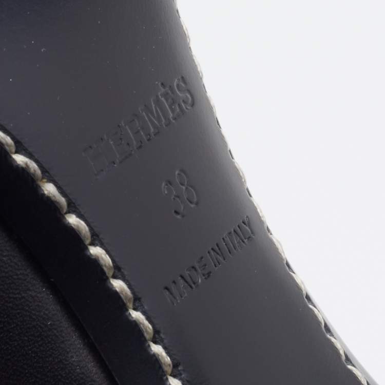 مملوكة مسبقًا Hermes Black Leather New York 70 Zipper Ankle Boots Size 38