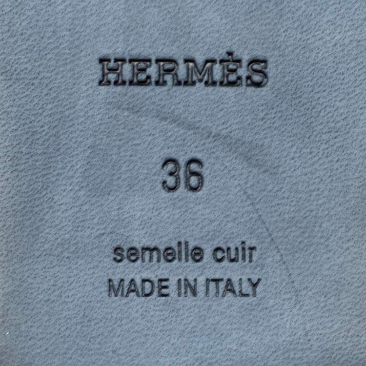 Pre Owned Hermes Silver/Grey Crystals and Suede Trim Oran Flat Slides Size 36