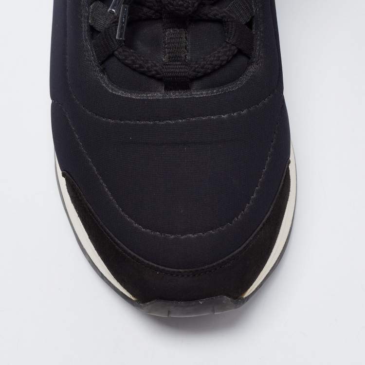 Pre Owned Hermes Tricolor Leather And Fabric Miles Lace Up Sneakers Size 38.5