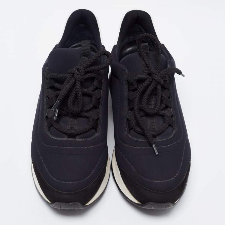 Pre Owned Hermes Tricolor Leather And Fabric Miles Lace Up Sneakers Size 38.5