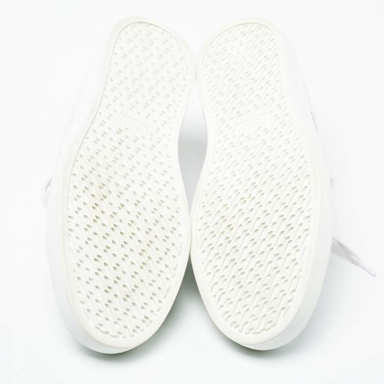Pre Owned Hermes White/Black Leather Avantage Low Top Sneakers Size 38.5
