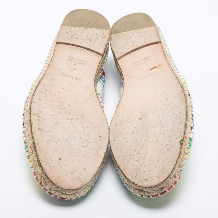 Pre Owned Hermes Multicolor Canvas Modernisme Tropical Malaga Flat Espadrilles Size 40