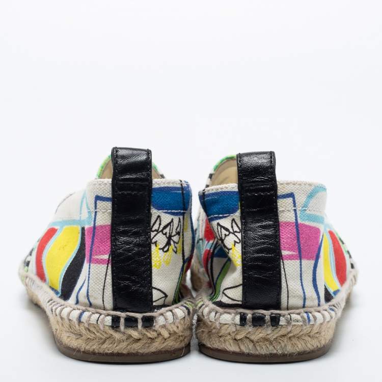 Pre Owned Hermes Multicolor Canvas Modernisme Tropical Malaga Flat Espadrilles Size 40
