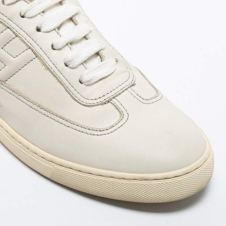 Pre Owned Hermes Off White/Silver Leather  Quicker  Sneakers Size 38