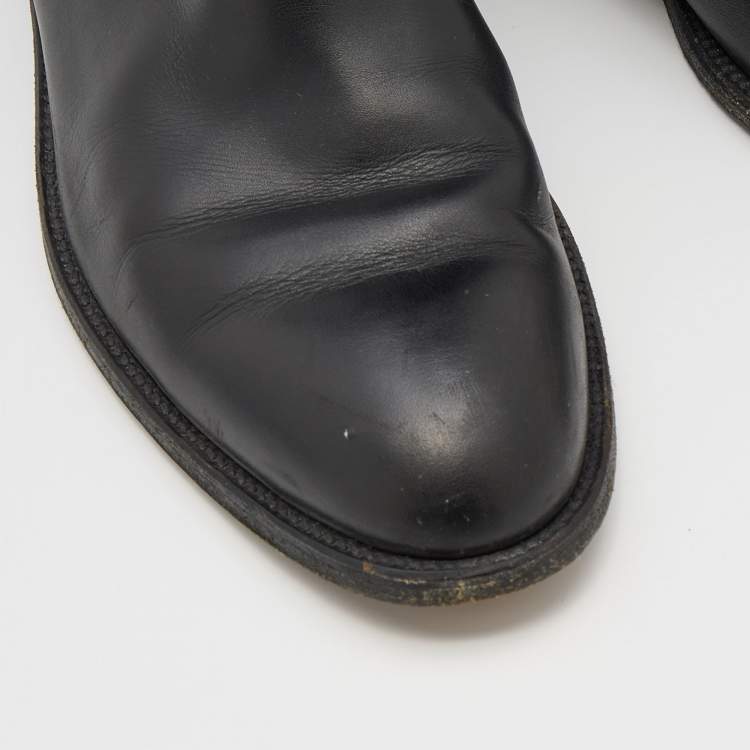 Pre Owned Hermes Black Leather Jumping Knee Length Boots Size 40