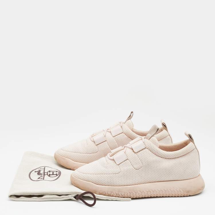 Pre Owned Hermes Light Pink Technical Mesh Team Low Top Sneakers Size 38