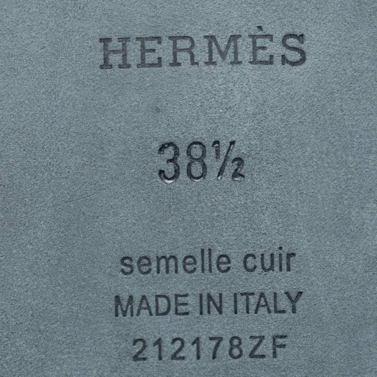 Pre Owned Hermès Blue Shearling Oran Slide Flats Size 38.5