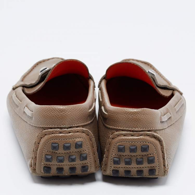 Pre Owned Hermes Brown Leather Irving Loafers Size 39.5